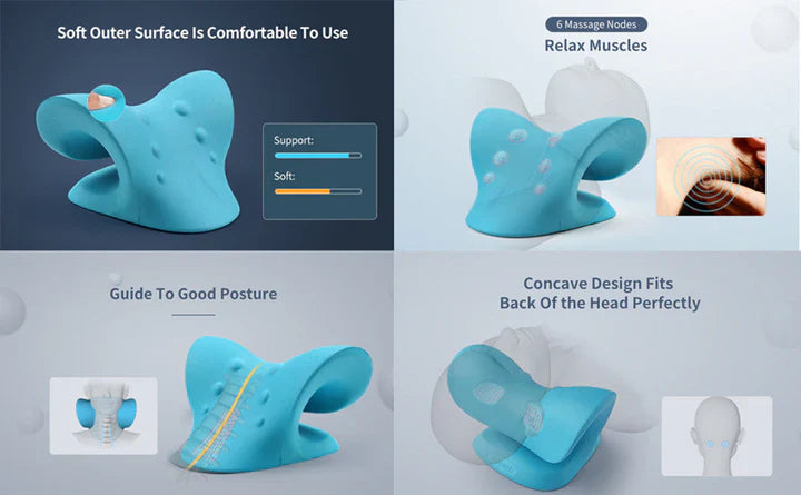 Lisslune | Neck and Shoulder Stretch – Cervical Traction Pillow for Spinal Alignment and Massage