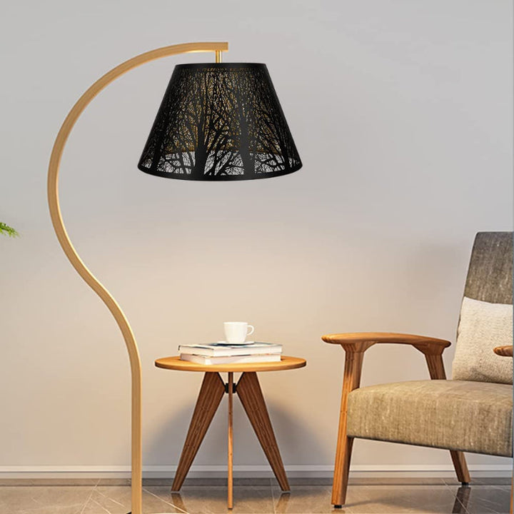 Lisslune | Medium lampshade, barrel fabric lampshade for table lamp and floor lamp, 7x13x7.8 inches, natural ventilated linen, handmade, spider (white)