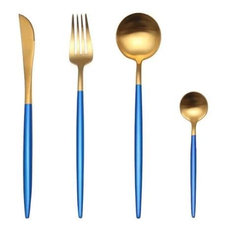 Lisslune | LUXURIOUS STAINLESS STEEL 24-PIECE GOLD-SILVER CUTLERY SET