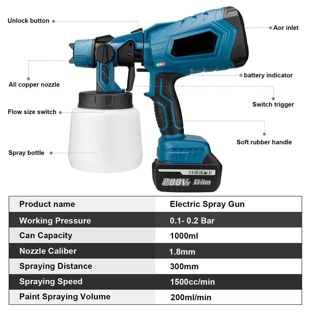 Lisslune | Cordless High Power DIY All Surface Paint Sprayer