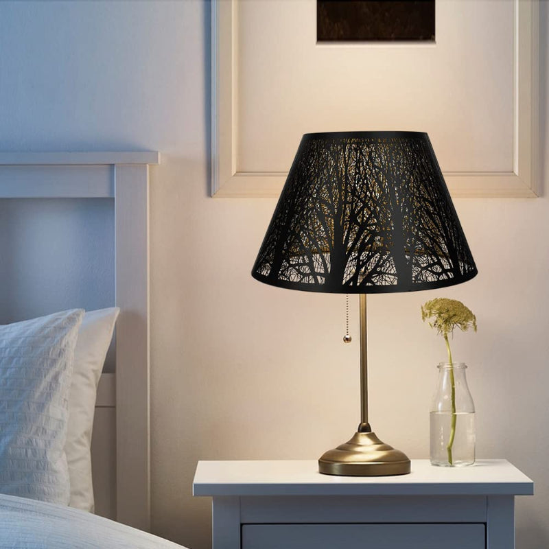 Lisslune | Medium lampshade, barrel fabric lampshade for table lamp and floor lamp, 7x13x7.8 inches, natural ventilated linen, handmade, spider (white)