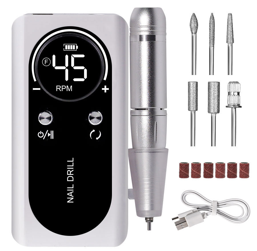 Lisslune | Professional 45000RPM portable electric nail file with rechargeable battery | Low noise level for manicure