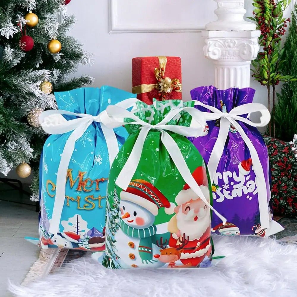 Lisslune | Drawstring Reusable Christmas Gift Bags - Gift Packaging Bag Christmas Decorations