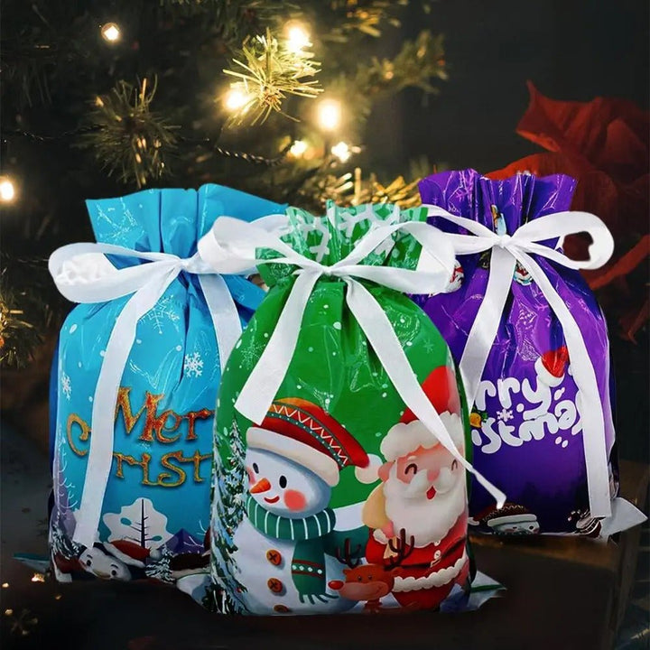 Lisslune | Drawstring Reusable Christmas Gift Bags - Gift Packaging Bag Christmas Decorations