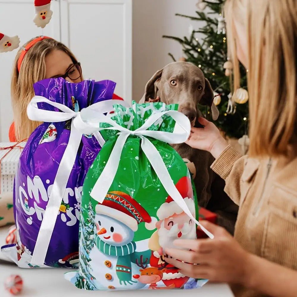 Lisslune | Drawstring Reusable Christmas Gift Bags - Gift Packaging Bag Christmas Decorations