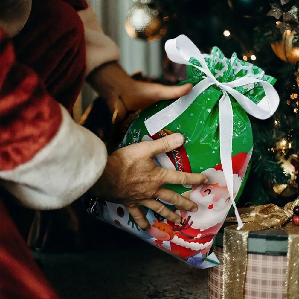Lisslune | Drawstring Reusable Christmas Gift Bags - Gift Packaging Bag Christmas Decorations