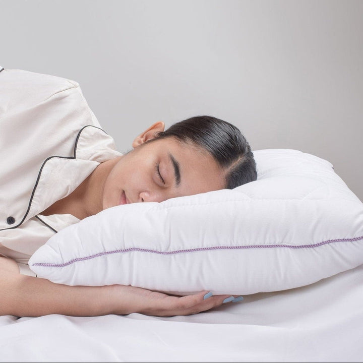 Lisslune | Luméa Lavender Suede Sleep Pillow | Anti-bacterial, hypoallergenic pillow for sensitive skin