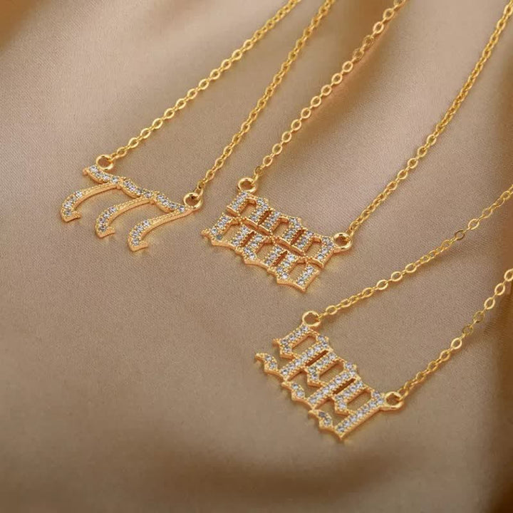 Lisslune | Zirconia English Numbers Necklace – Seraphina