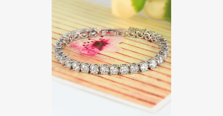 Lisslune | Diamond Eternity Bracelet in Silver Color - Round Cut Diamond Zircon Stones - Let You Look Stunning
