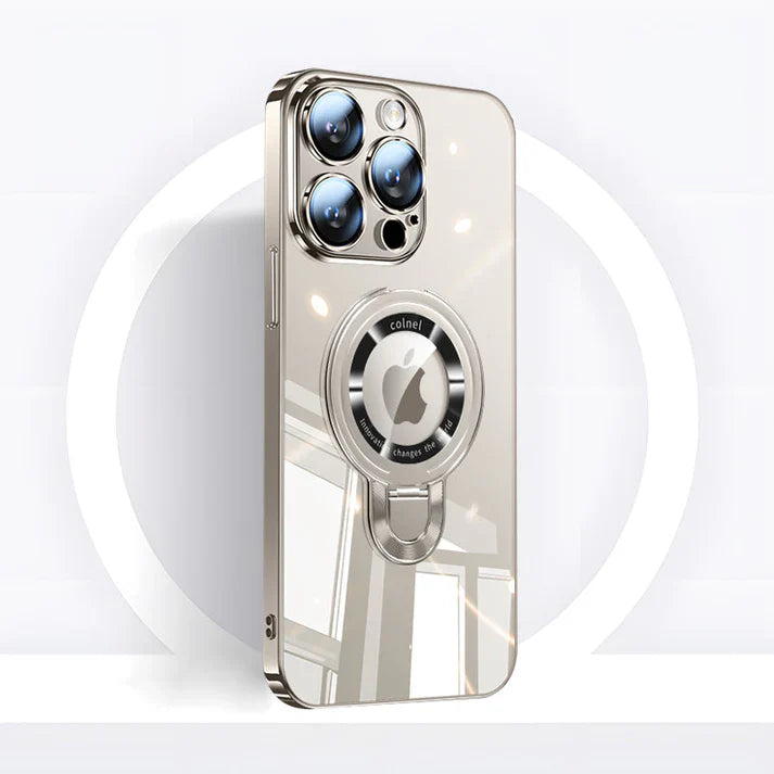 Lisslune | iPhone MagSafe Series | Transparent electroplated rotating stand phone case