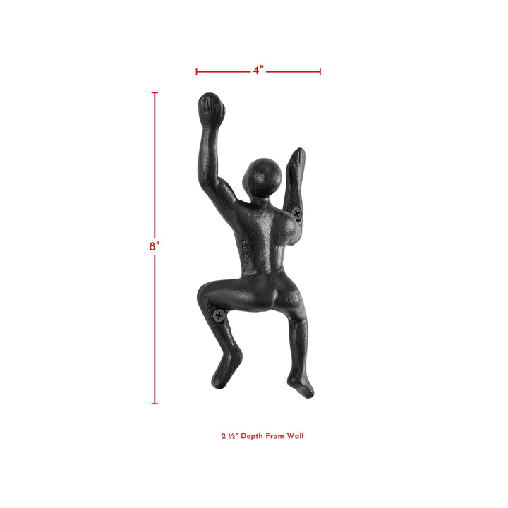 Lisslune | "Wall Climber" Cast Iron Decorative Black Wall Mount Hooks (Set of 2)