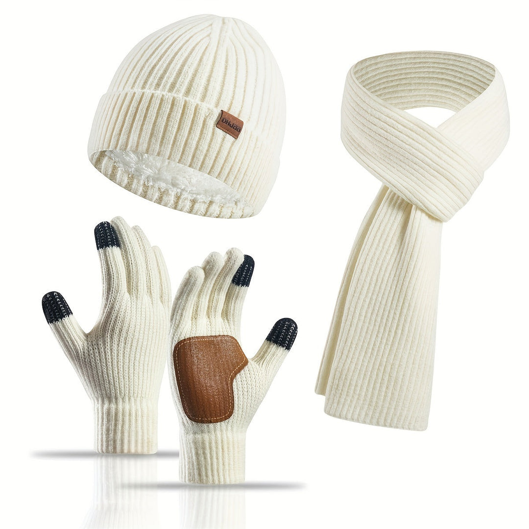 Lisslune | Winter Comfort Set – Knitted Beanie, Scarf and Gloves for Unisex