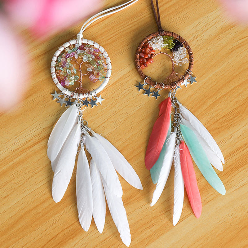 Lisslune | Frendorf Tree of Life Gemstone Dreamcatcher Hanging Jewelry