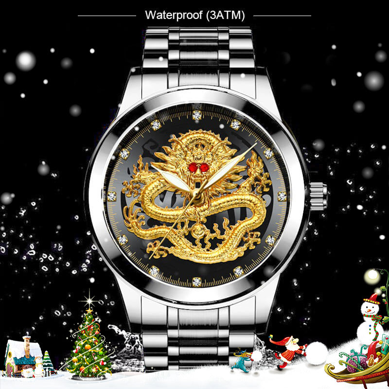 Lisslune | Embossed Golden Dragon Watch