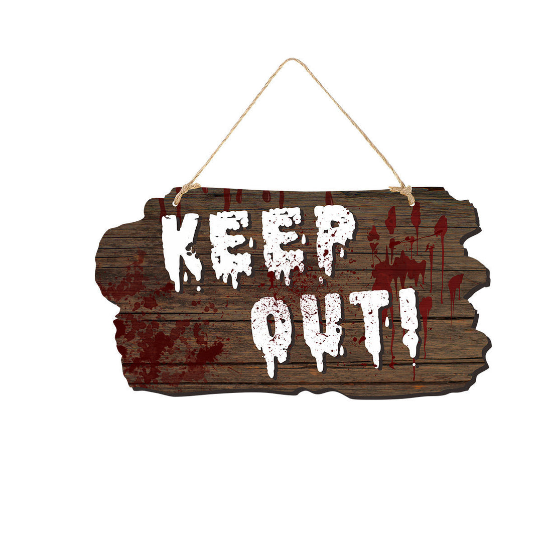 Lisslune | Halloween Door Sign – Wooden Look Plates with Pumpkin, Skull, and Witch Designs