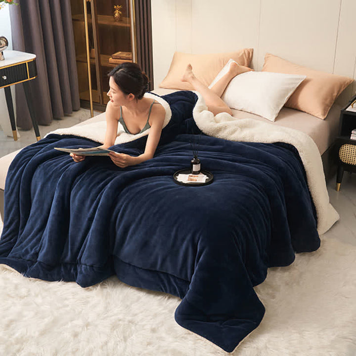 Lisslune | Solid thick double-sided velvet cube blanket