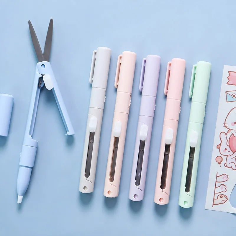 Lisslune | Mini Folding Pen Scissors Graving Knife for Kids