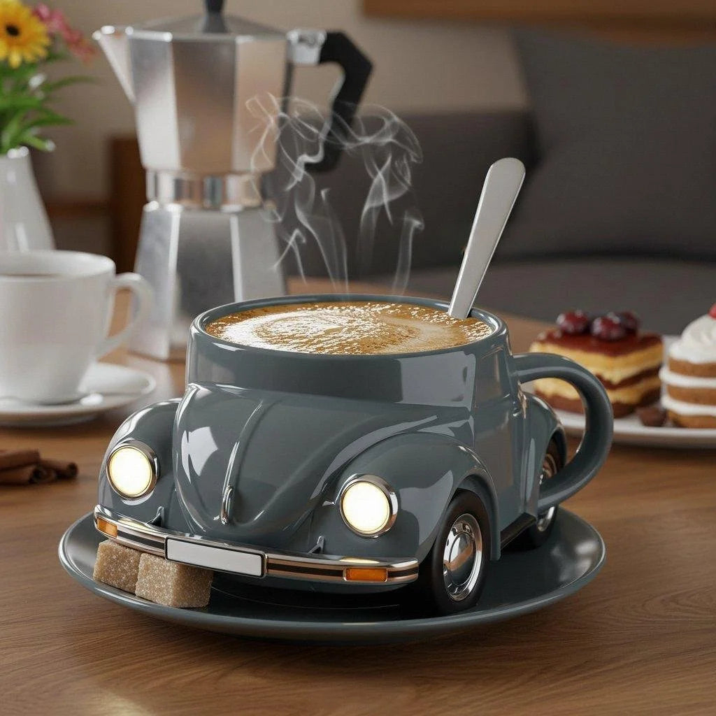 Lisslune | RetroCar Ceramic Coffee Mug – Unique 3D Design for Coffee & Tea