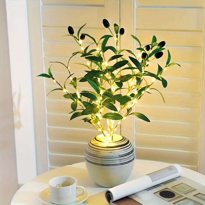 Lisslune | Illuminated Olive Tree LED Lamp – Modern Decor for Festive Occasions, Weddings, Birthdays, and Party Atmosphere, Ideal for Dining Table, Cabinet, or Café Decor