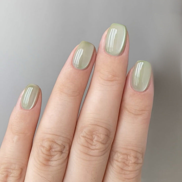 Lisslune | Cat Eye Press on Nails Short Artificial Nails Glossy Acrylic 4 PACK (96 Stück) Nägel Glänzend Quadrat Falsche Nägel Vollabdeckung Klebenägel Aufklebenägel für Squoval Maniküre