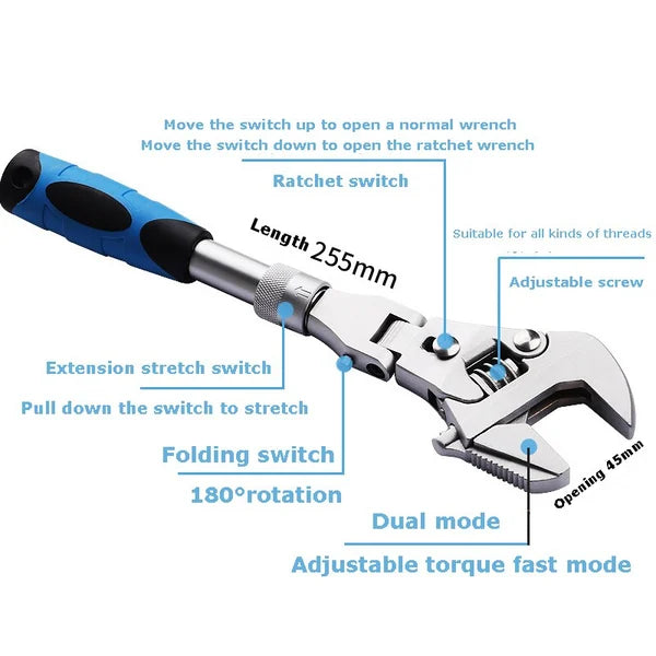 Lisslune | 5 In 1 Telescopic Shaking Head Ratchet Wrench