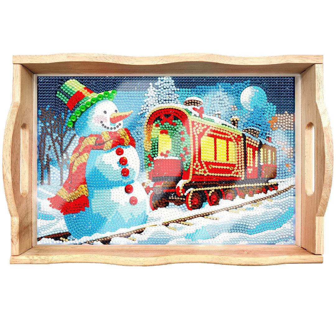 Lisslune | DIY Diamond Painting Wooden Tray Food Tray with Handle Living Room Decoration Mandala Wooden Tray Kit
