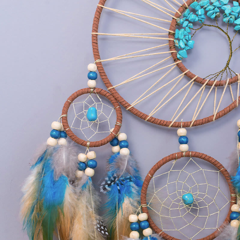 Lisslune | Turquoise Tree of Life Feather Dreamcatcher