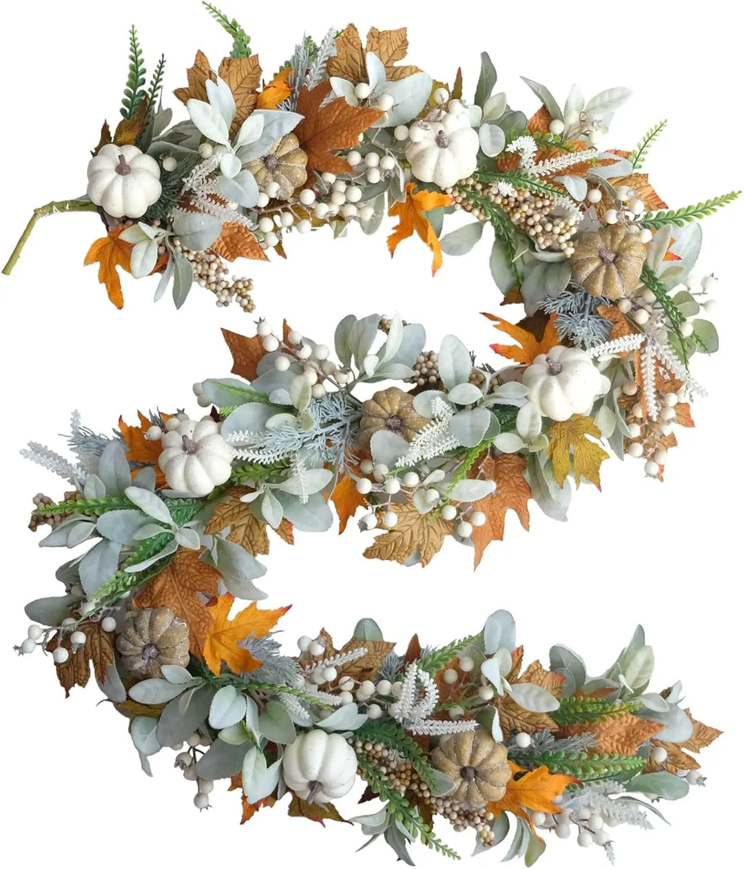 Lisslune | Halloween Autumn Wreath – Handmade Door Wreath with Pumpkins and Eucalyptus