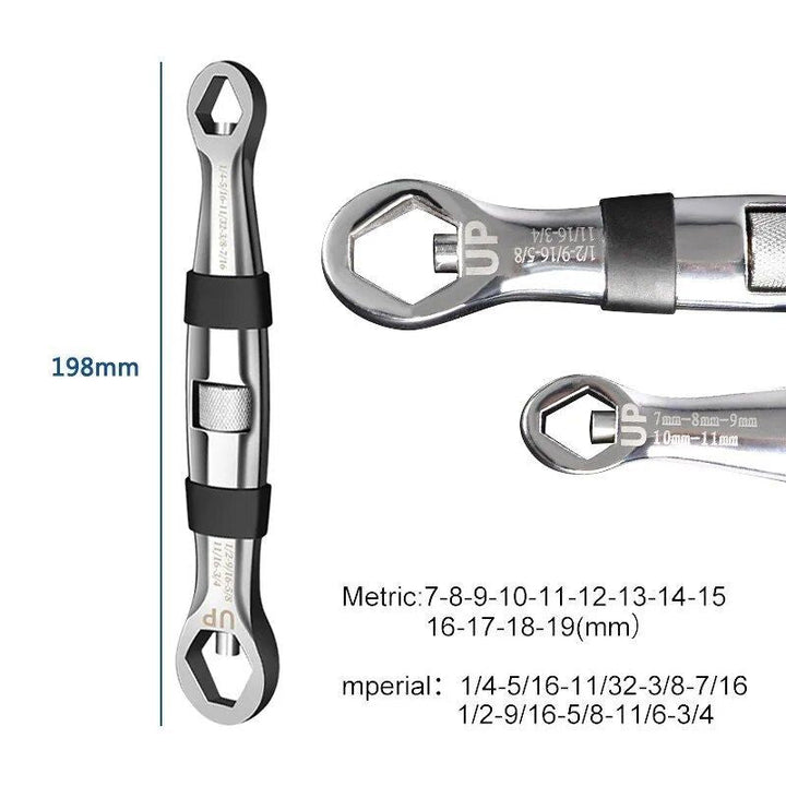 Lisslune | Universal Dual-Head 23-in-1 Adjustable Wrench - Metric & Imperial, 7-19MM Ratchet Wrench