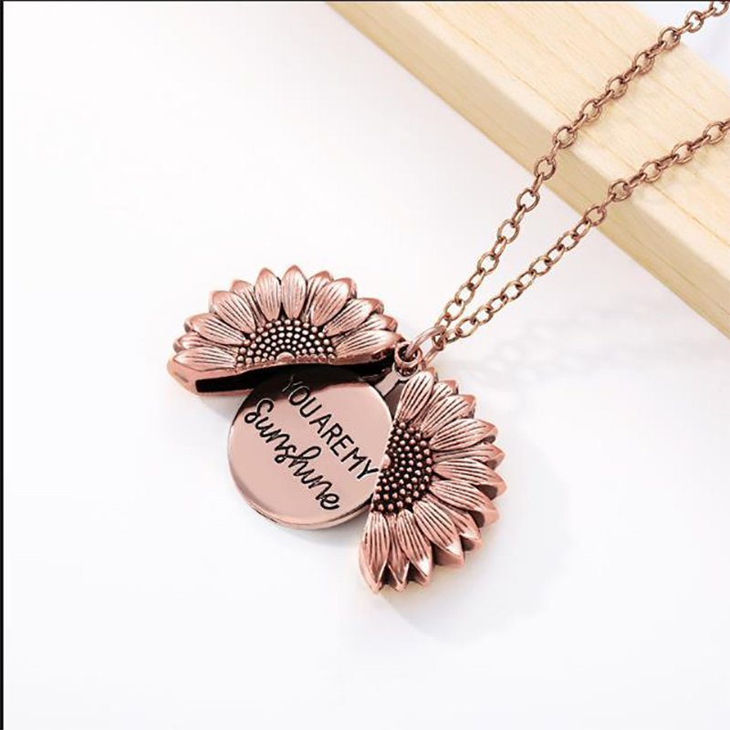 Lisslune | "You Are My Sunshine" Sunflower Necklace(Double-sided engraving)