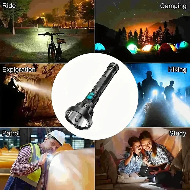 Lisslune | 90000LM LED flashlight – Tactical searchlight with USB charging and super bright lighting