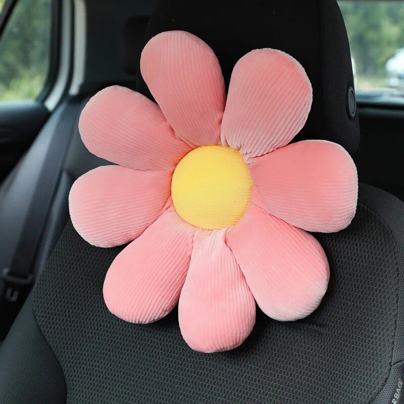 Lisslune | Soft Flower Car Neck and Waist Cushion with Seatbelt Shoulder Pad