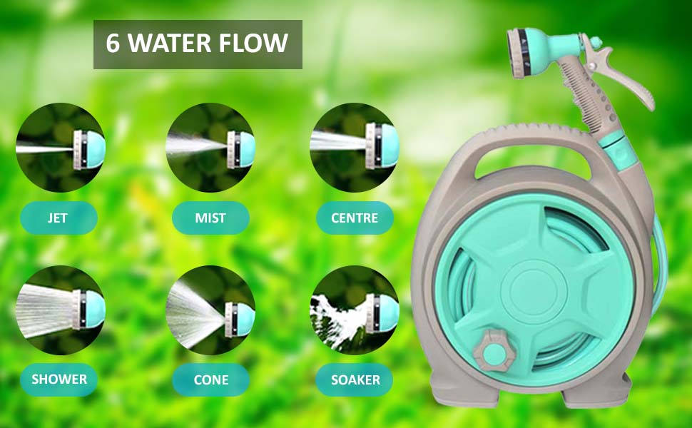 Lisslune | Practical hose reel with spray nozzle – Compact garden hose cart for easy watering