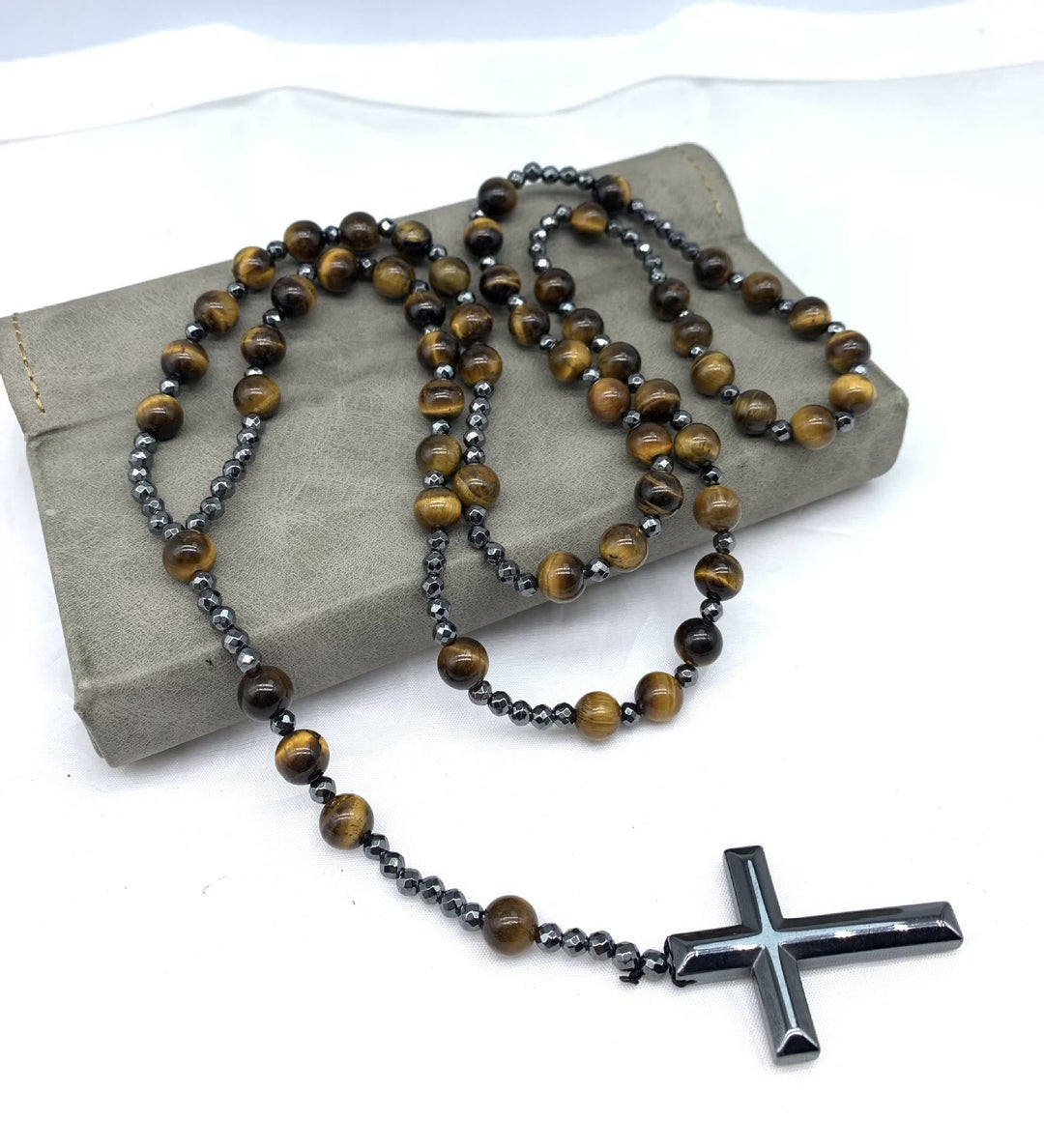 Lisslune | Orion Spiritual Necklace with Tiger Eye & Lapis Lazuli – Men's Rosary