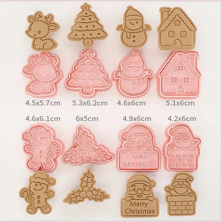 Lisslune | 8 Pieces/Set DIY Cake Decoration Tools Christmas Cartoon Cookie Cutter Set Plastic Baking Molds Cookie Tools