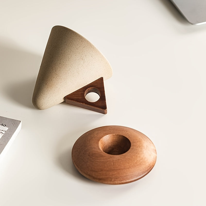 Lisslune | BaristaLuxe Ceramic Coffee Cup 250ml – Handmade with Wooden Handle and Coaster