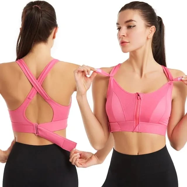 Lisslune | Wireless Support Super Tight Impact Resistant Zip Sports Bra