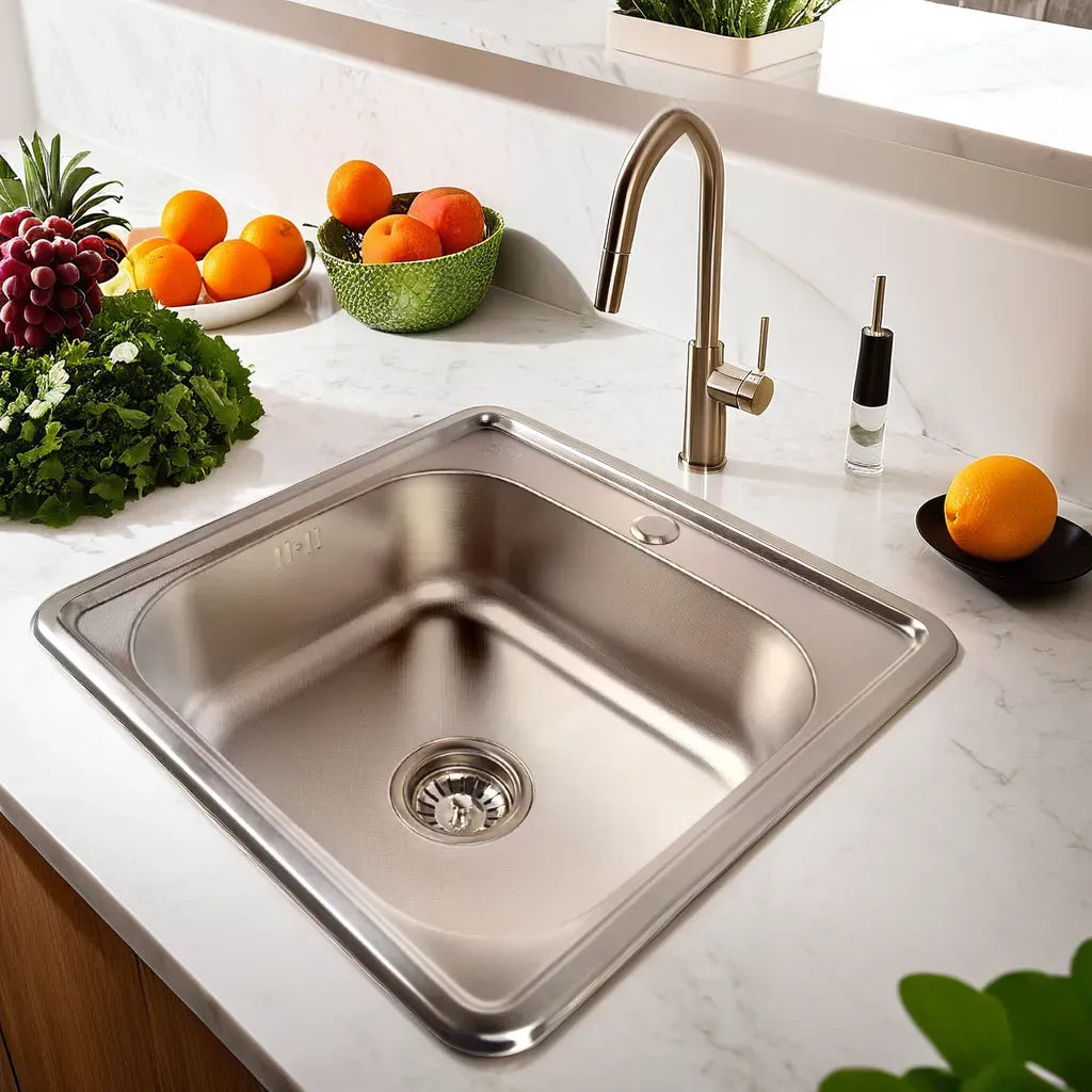 Lisslune | Single Basin Kitchen Sink Micro Len 48x48 + Trap