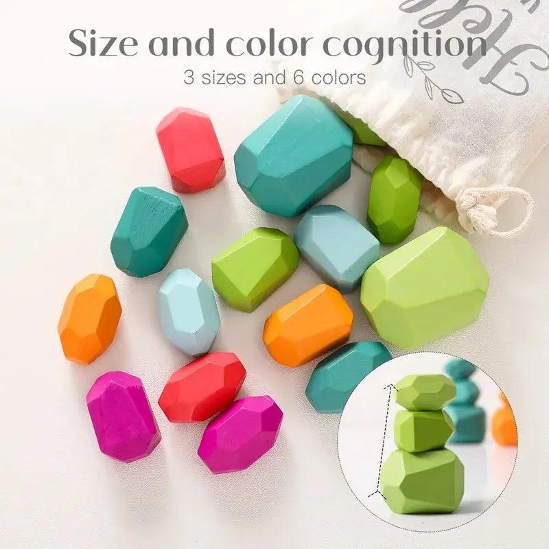 Lisslune | Colorful Wooden Building Blocks Set for Creative Learning and Logical Development