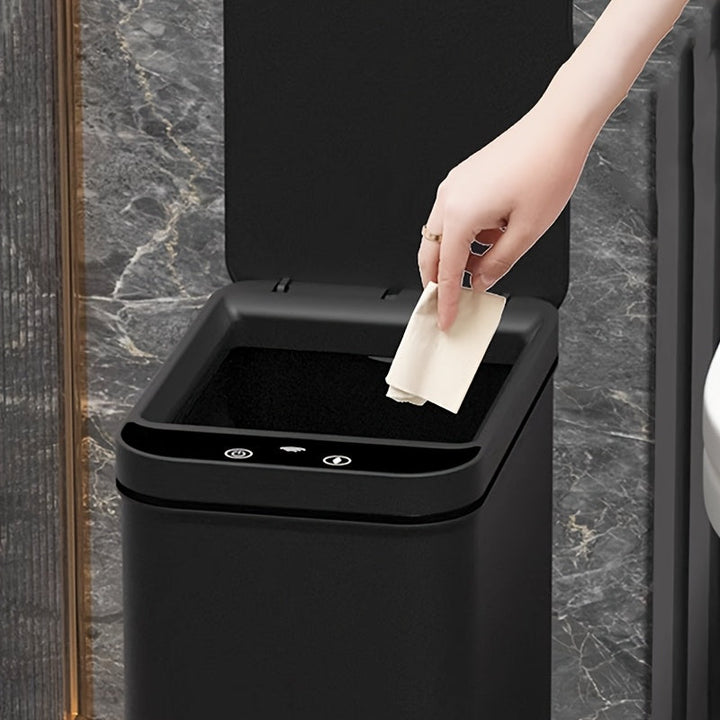 Lisslune | Set of 2 Smart Sensor Trash Cans – Touchless and Compact (Black)