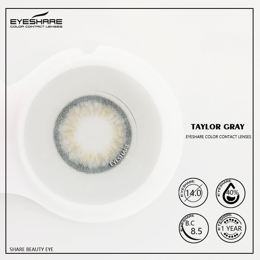 Lisslune Taylor Gray 14.0 mm 1 Pair | 1 Year