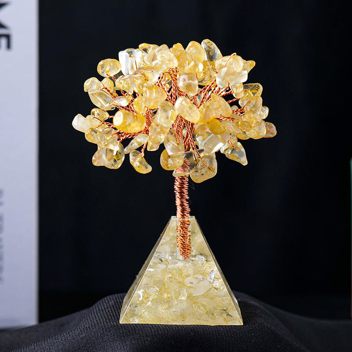 Lisslune | Natural Stone Gravel Pyramid Base Feng Shui Tree