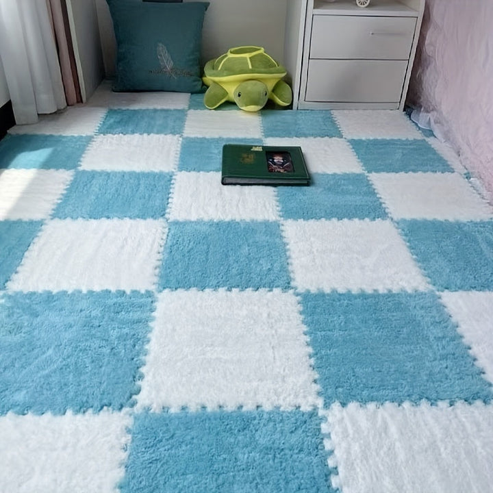 Rynx | 40-piece Thickened Modern Plush Carpet] 40-piece Modern Plush Patchwork Thickened Carpet for Bedroom, Living Room, Wardrobe, Renovation of Rental Apartments, Suitable for All Seasons