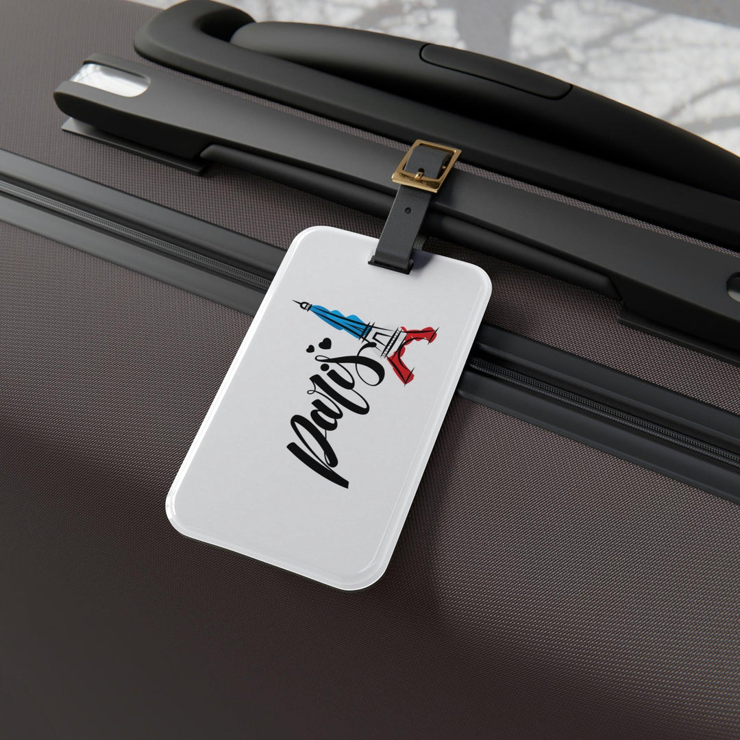 Lisslune | Elegant Parisian Travel: Individual Acrylic Luggage Tag with Leather Strap