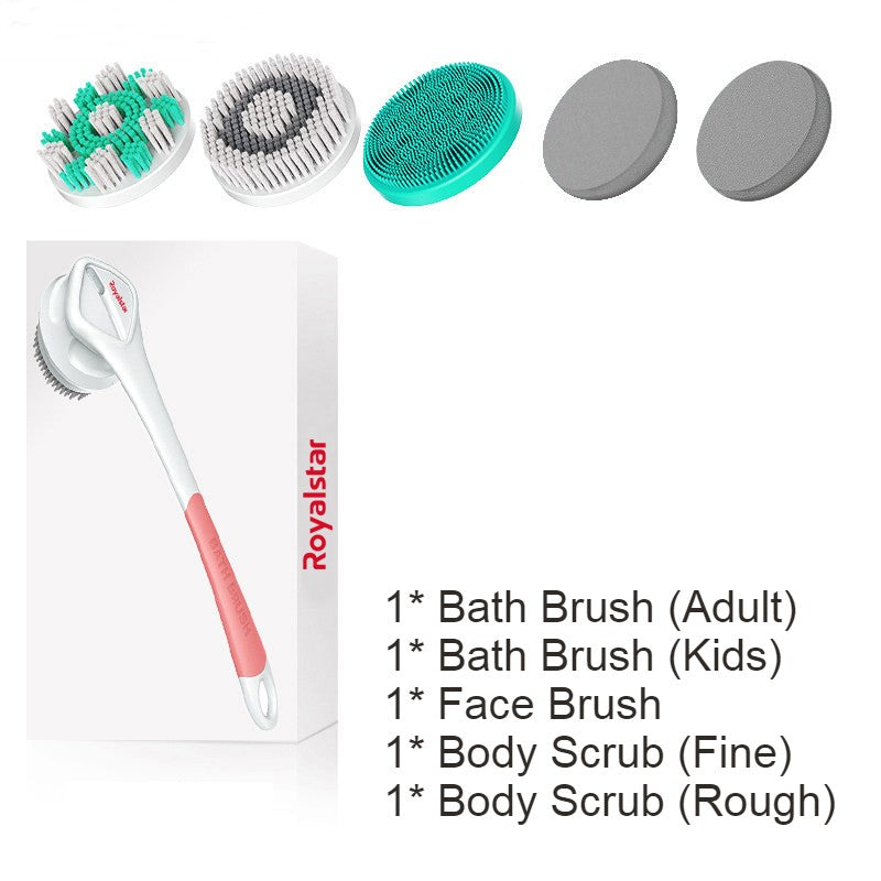 Lisslune | All-in-One Rechargeable Body Brush Set, with 7 Replaceable Heads & Long Handle for Body, Face, Foot, Adult & Kids