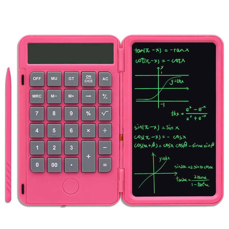 Lisslune | 2-in-1 Portable Foldable 10-Digit LCD Display Calculator with 6-Inch Erasable Writing Tablet