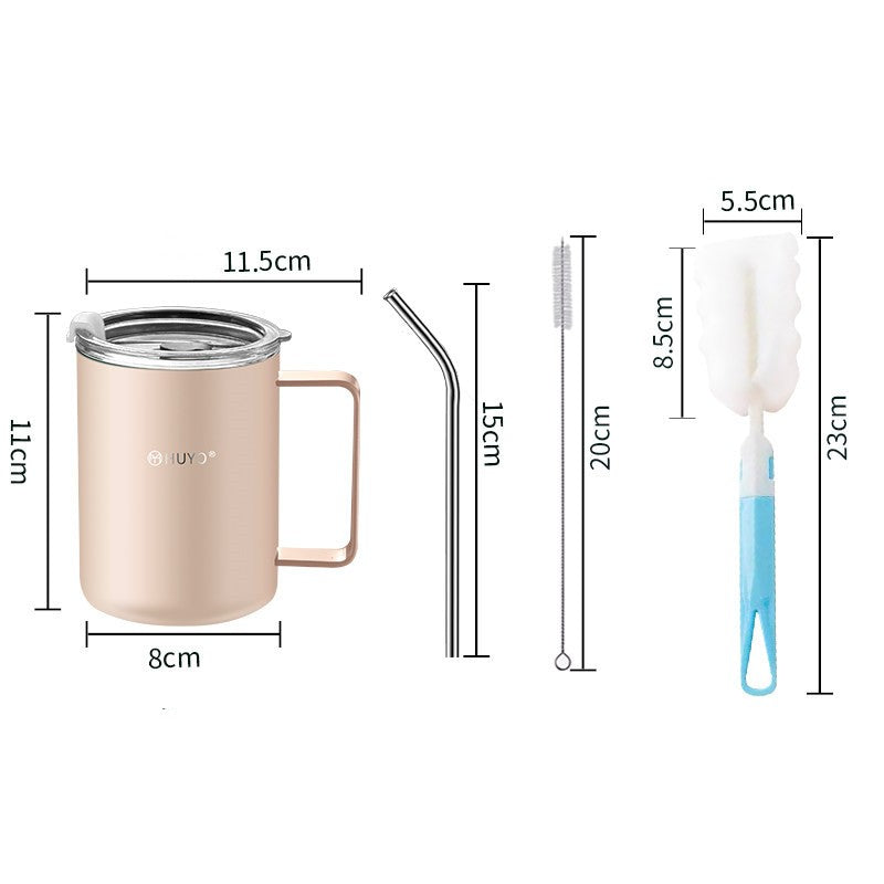 Lisslune | Stainless Steel Travel Mug with Leakproof Lid and Straw, for Home, Office, Driving