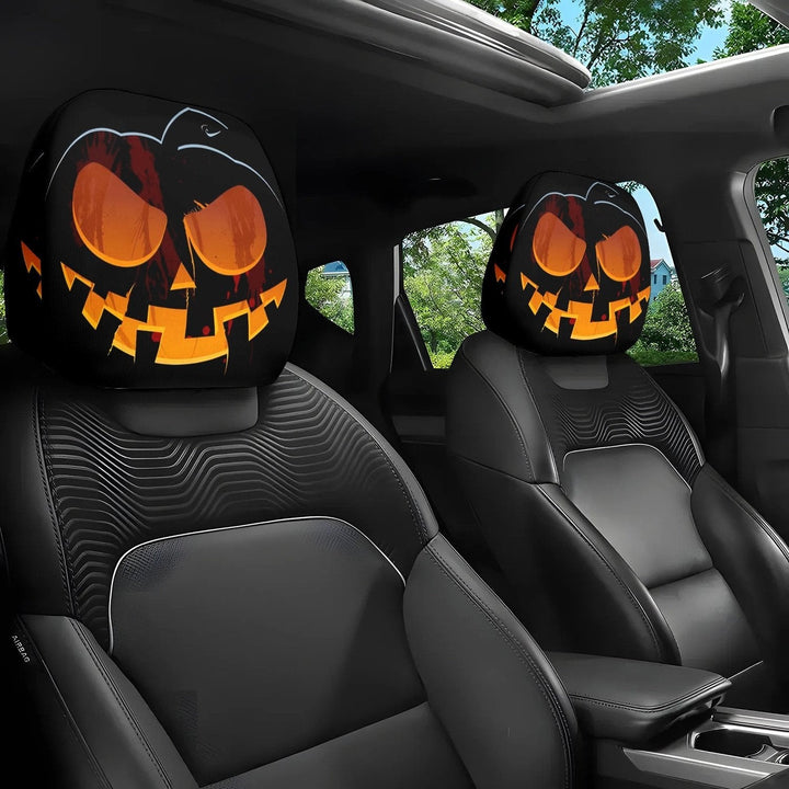 Lisslune | 2pcs Set of Funny Big-Eyed Grinning Cartoon Print Car Seat Headrest Covers