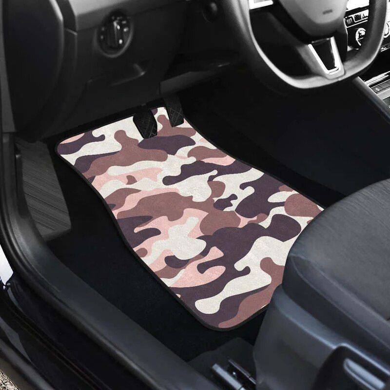 Lisslune | Chic Pink & Brown Camo Car Mats