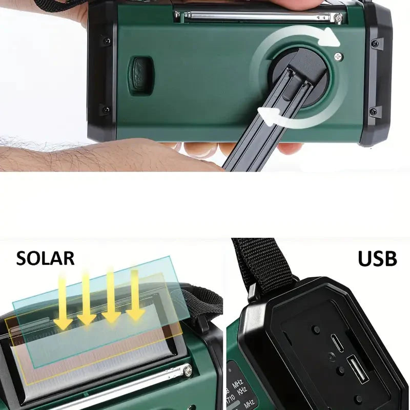 Lisslune | Solar emergency radio with power bank – crank radio with LED flashlight for camping & outdoor